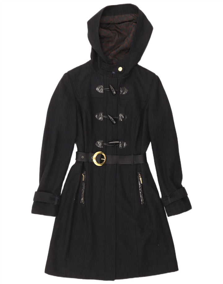 Damski płaszcz z kapturem CACTERE UK 10, mały, granatowy, wełniany