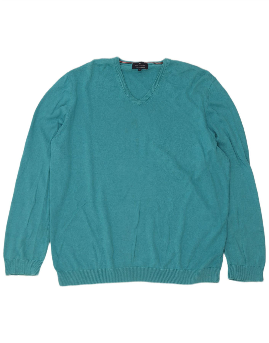 Marks & Spencer Męski sweter z dekoltem w kształcie litery V, 2XL, turkusowa bawełna