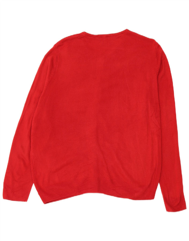 Marks & Spencer Damski sweter rozpinany UK 16, duży, czerwony akryl
