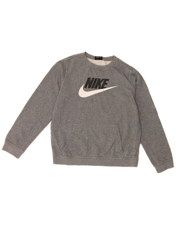 Chłopięcy sweter z grafiką Nike, 13-14 lat, XL, szary, bawełniany