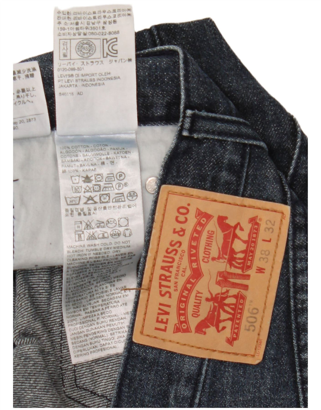 Męskie jeansy Levi's 506 Straight W38 L32 Niebieskie bawełniane