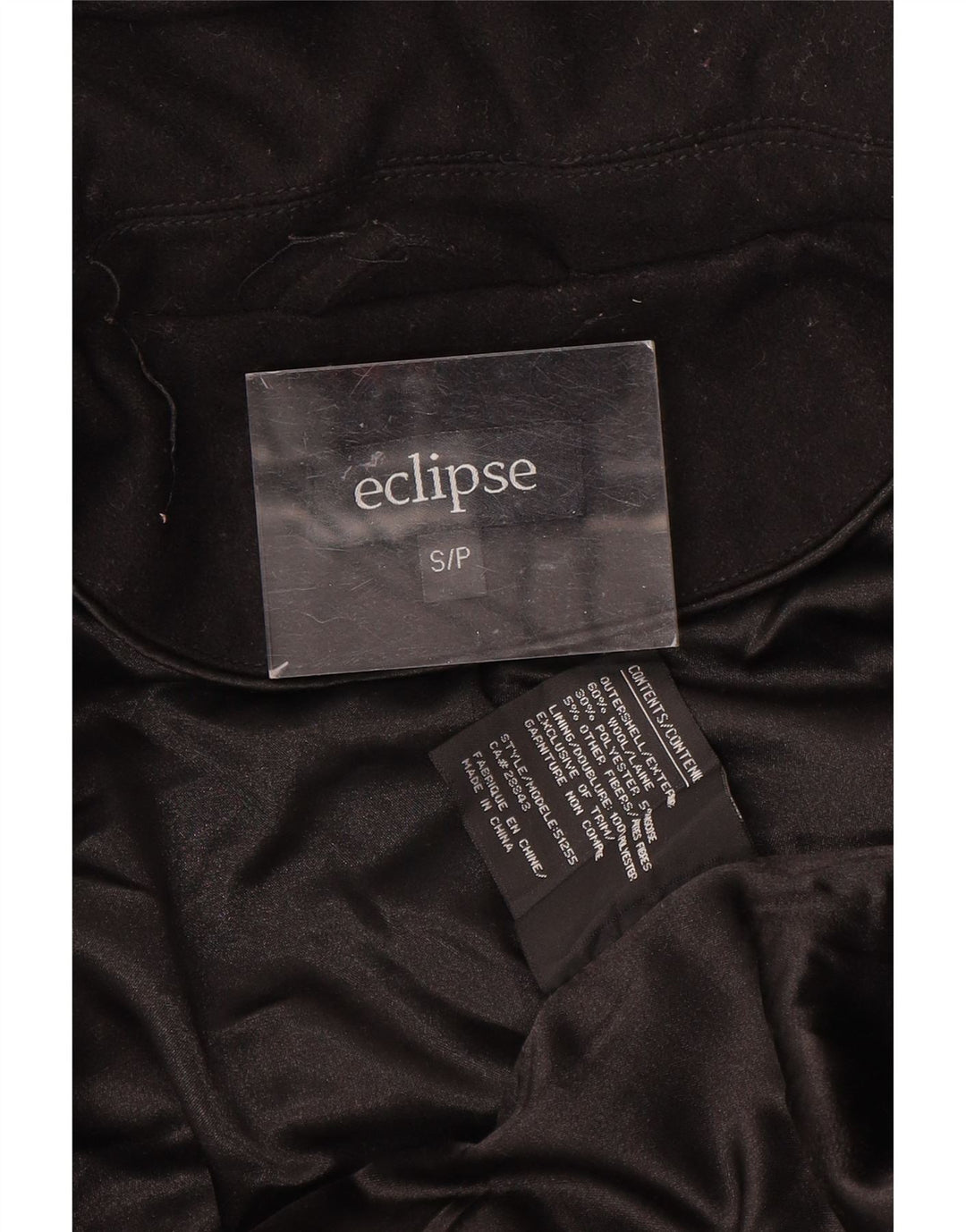 Damski płaszcz z kapturem Eclipse UK 10, mała czarna wełna