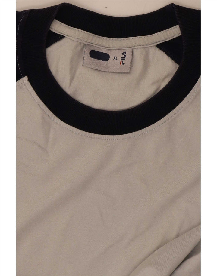 T-shirt męski Fila Top XL, szary, bawełniany z blokami kolorów