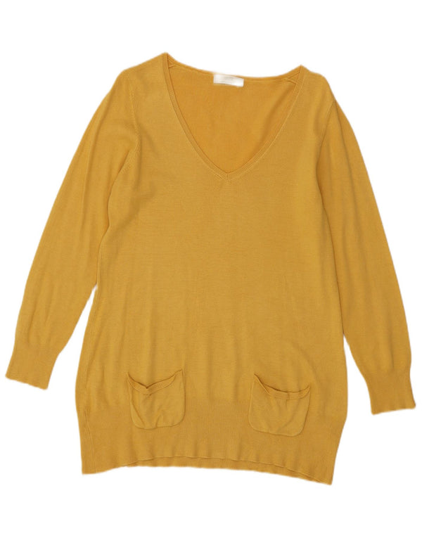 Sweter damski Marks & Spencer z dekoltem w kształcie litery V, UK 14, średni żółty wiskoza