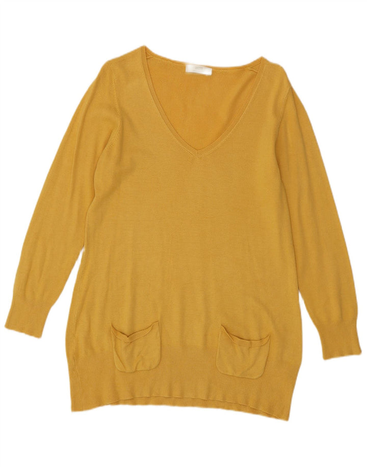 Sweter damski Marks & Spencer z dekoltem w kształcie litery V, UK 14, średni żółty wiskoza