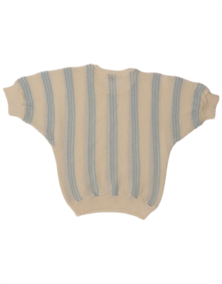 Sweter damski VINTAGE z dekoltem w łódkę UK 12 w średnie białe paski