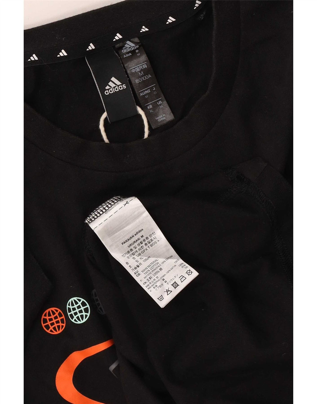 Męska koszulka z grafiką Adidas, średnia, czarna bawełna