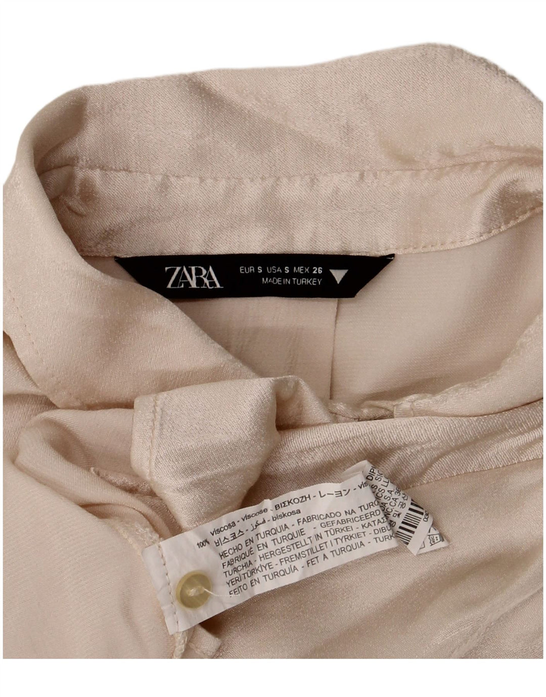Damska bluzka koszulowa typu Crop Oversize Zara UK 10 Small Beżowa Wiskoza