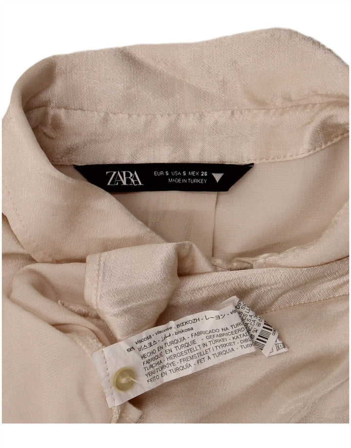 Damska bluzka koszulowa typu Crop Oversize Zara UK 10 Small Beżowa Wiskoza