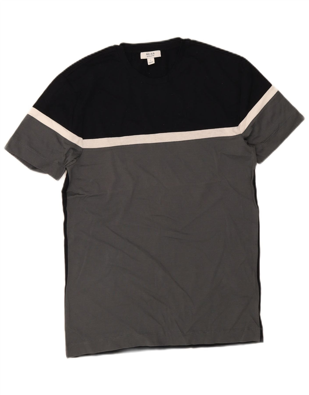 T-shirt męski Reiss, mały, szary, bawełniany z blokami kolorów