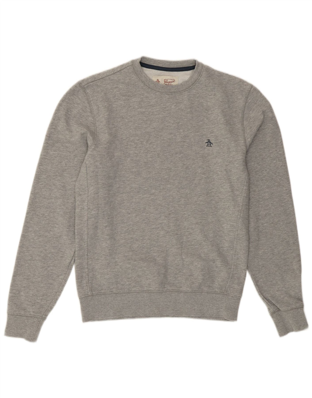 PENGUIN Mens Sweatshirt Jumper Small Grey Cotton