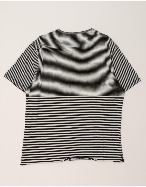 MASSIMO DUTTI Damska koszulka o swobodnym kroju Top UK 20 2XL Czarna bawełniana w paski