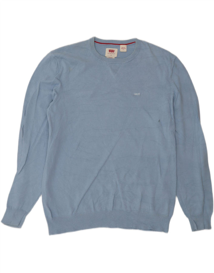 Męski sweter z okrągłym dekoltem Levi's, duży, niebieski, bawełniany