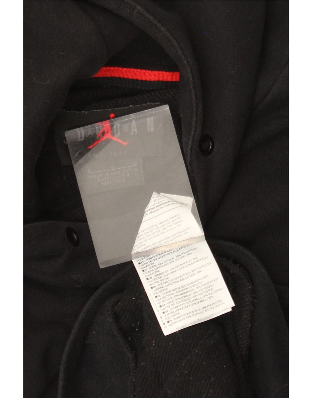 Męski sweter z kapturem i grafiką JORDAN, duży, czarny, bawełniany