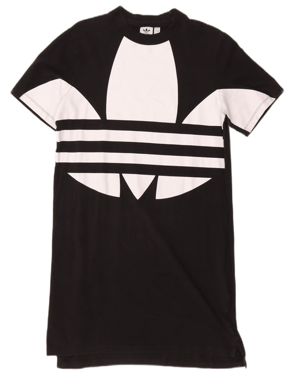 Adidas Womens Graphic T-Shirt Dress UK 8 Small Black Cotton