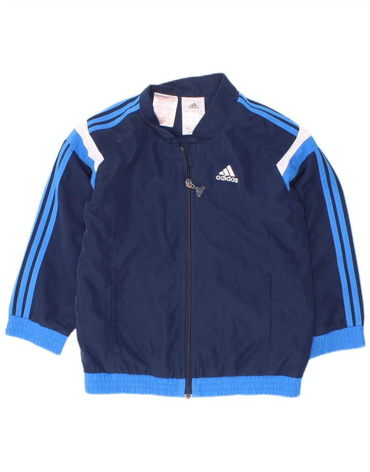 Adidas Chłopięca bluza dresowa Top 3-4 lata Granatowy poliester z blokami kolorów