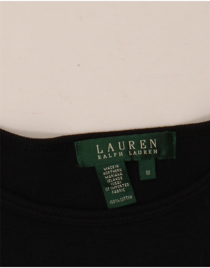 Damska koszulka z długim rękawem Ralph Lauren UK 14, średnia czarna bawełna