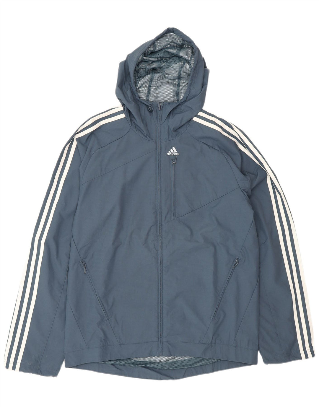 Męska kurtka przeciwdeszczowa Adidas z kapturem UK 36 Mały granatowy poliamid