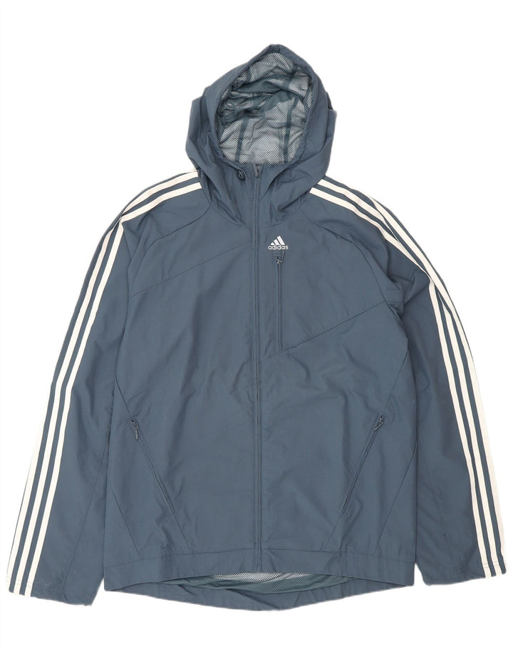 Męska kurtka przeciwdeszczowa Adidas z kapturem UK 36 Mały granatowy poliamid