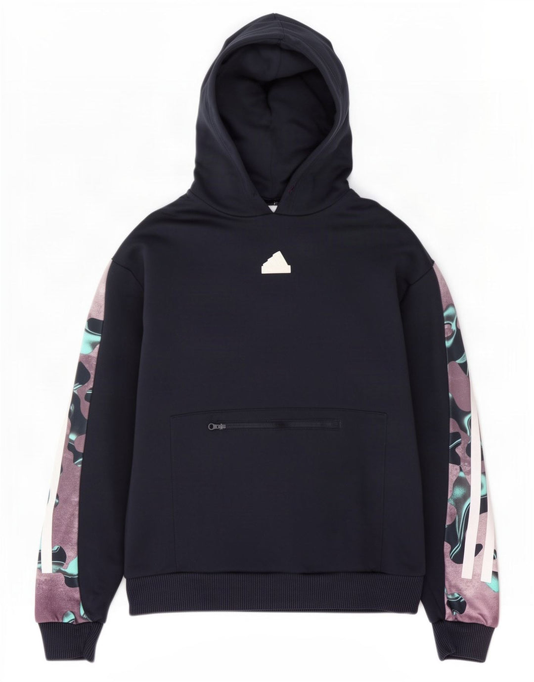 Adidas Męska bluza z kapturem, mała, granatowa, kamuflaż, poliester