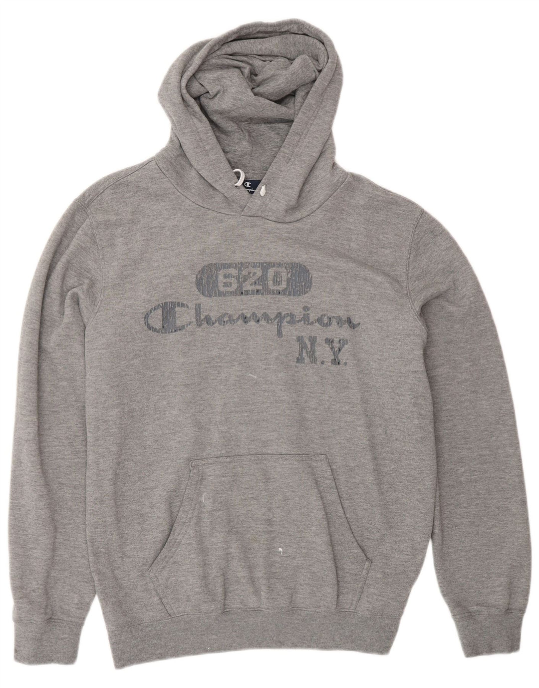 Męski sweter z kapturem i grafiką CHAMPION, średnioszary, bawełniany
