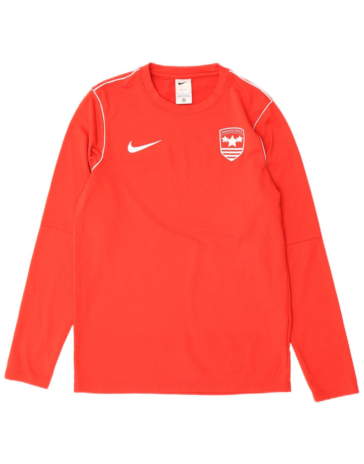 Męska koszulka Nike Dri Fit z długim rękawem, mała, czerwona, poliestrowa