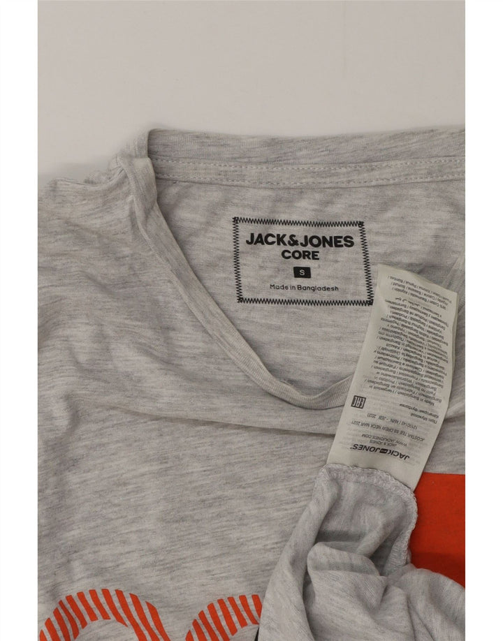 Męski T-shirt z grafiką Jack & Jones, mały, szary, nakrapiany, bawełniany