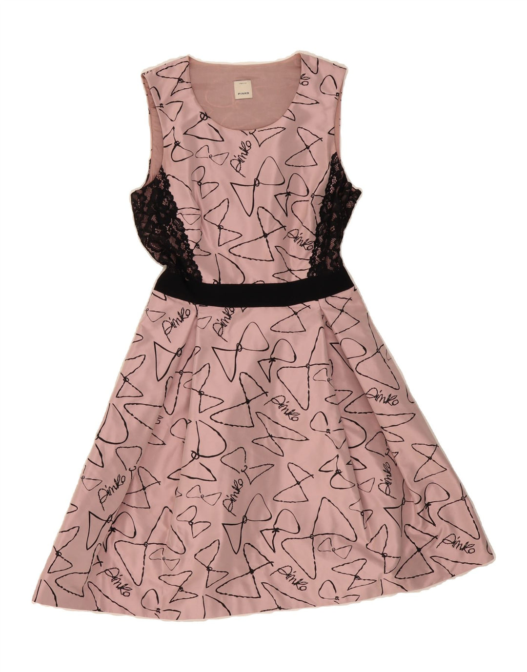 PINKO Womens Abstract Pattern Sleeveless A-Line Dress UK 10 Small Pink Vintage Pinko and Second-Hand Pinko from Messina Hembry 