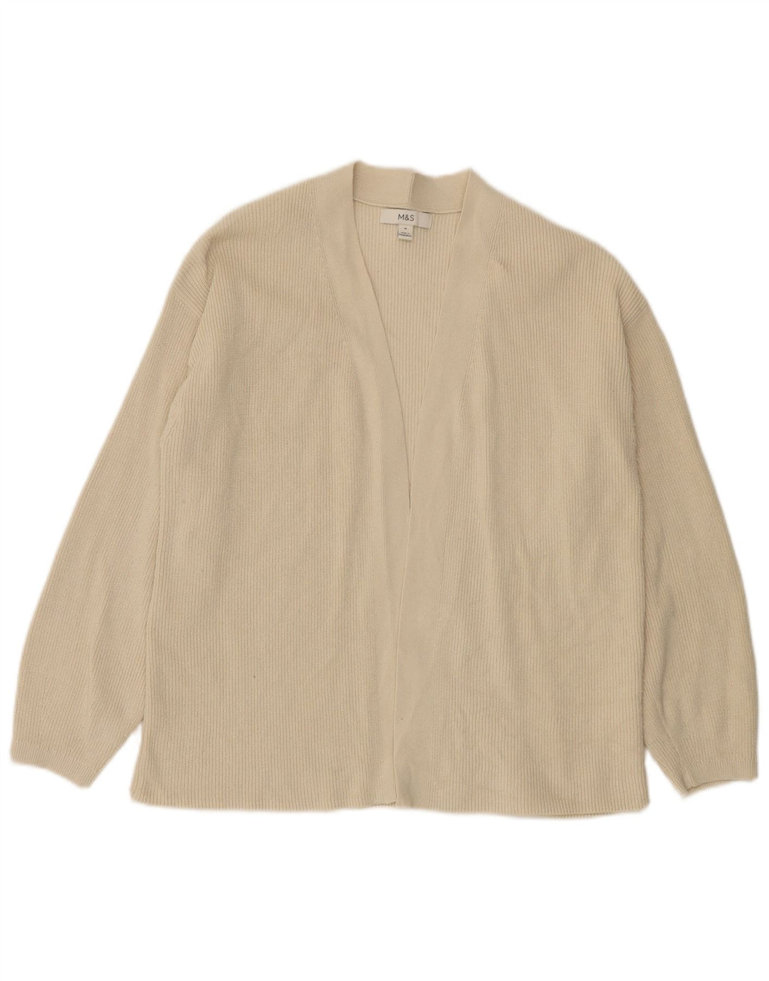 Marks & Spencer Damski sweter rozpinany UK 14, średni, złamanej bieli, bawełniany