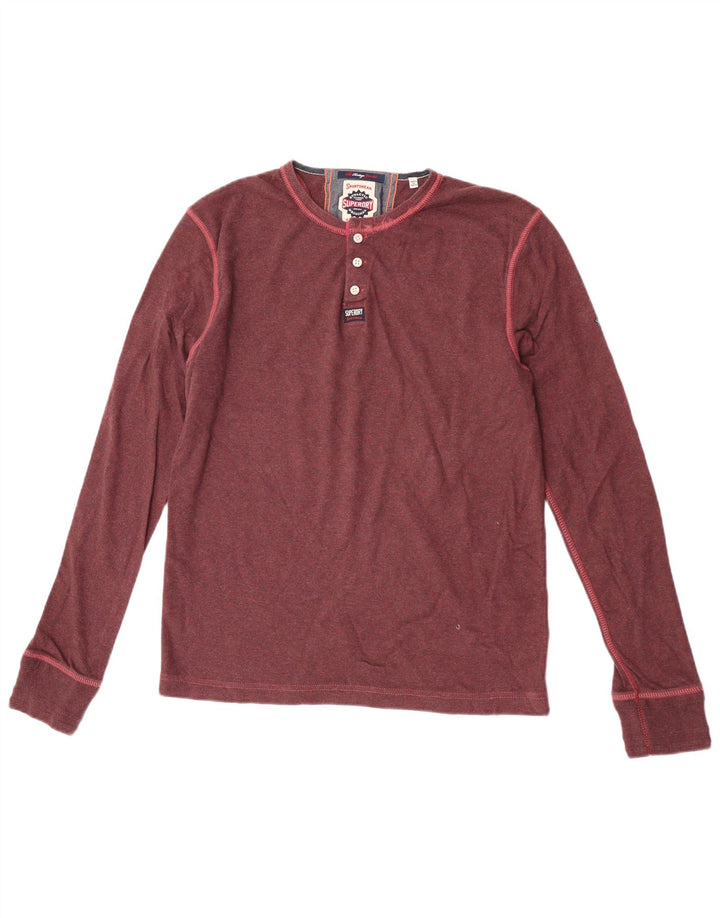 Męski top Superdry z długim rękawem XL, bordowa, bawełniana