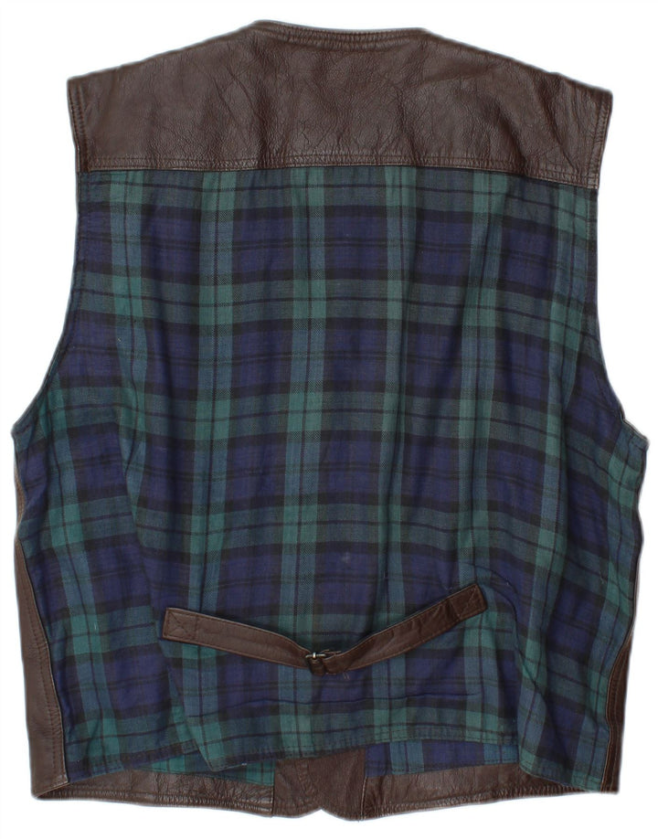 L.O.G.G Męska kamizelka skórzana XL w brązową kratę