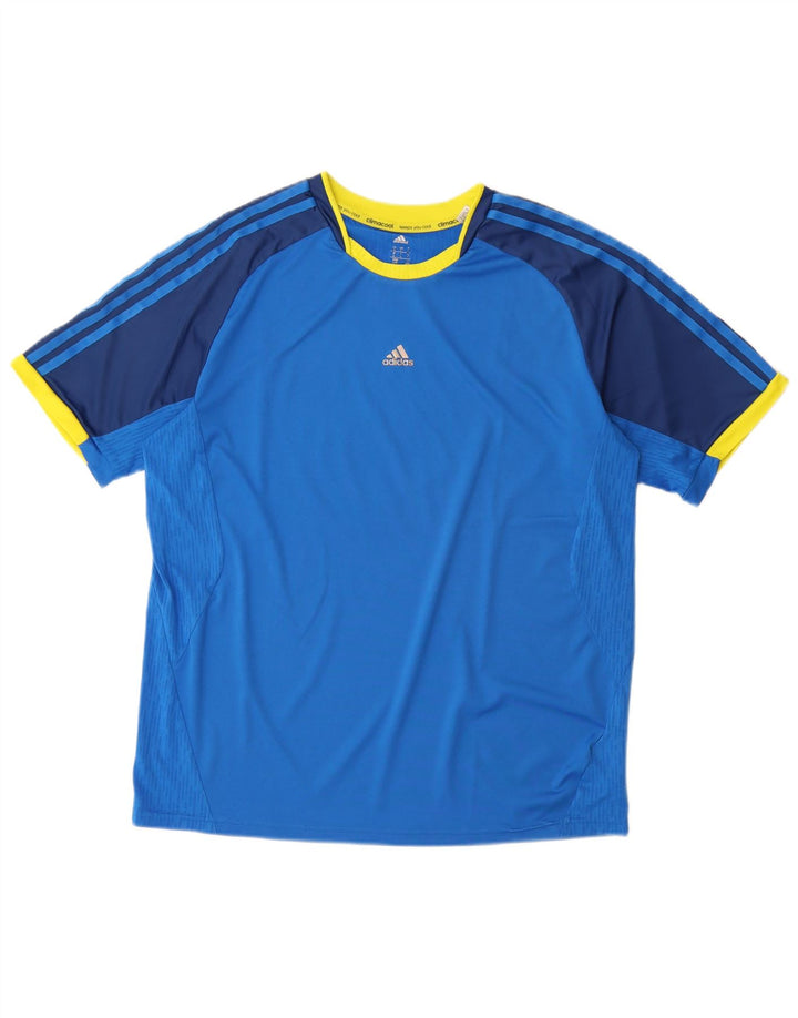 Męski T-shirt ADIDAS Climacool, duży, niebieski, poliester z blokami kolorów