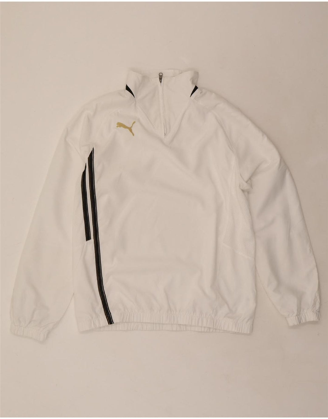 PUMA Mens Graphic Zip Neck Pullover Tracksuit Top Medium White