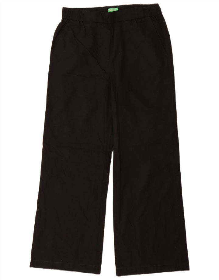 Spodnie damskie BENETTON Chino z szeroką nogawką, małe W26 L29, czarne, bawełniane