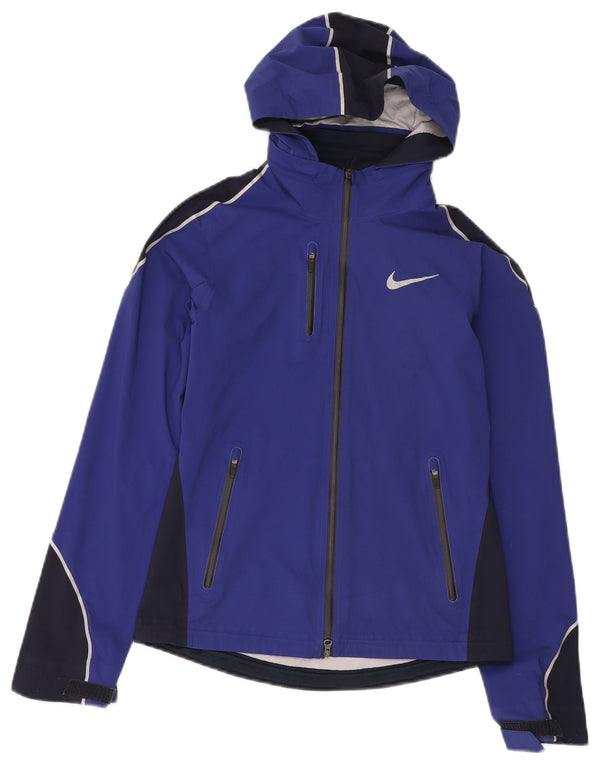 Damska kurtka dresowa z kapturem i kapturem Nike UK 6 XS Niebieski nylon z blokami kolorów