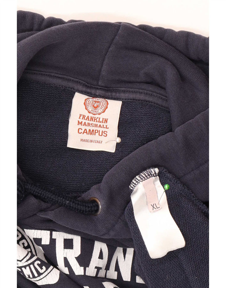 Męski sweter z kapturem i grafiką Franklin Marshall XL, granatowy