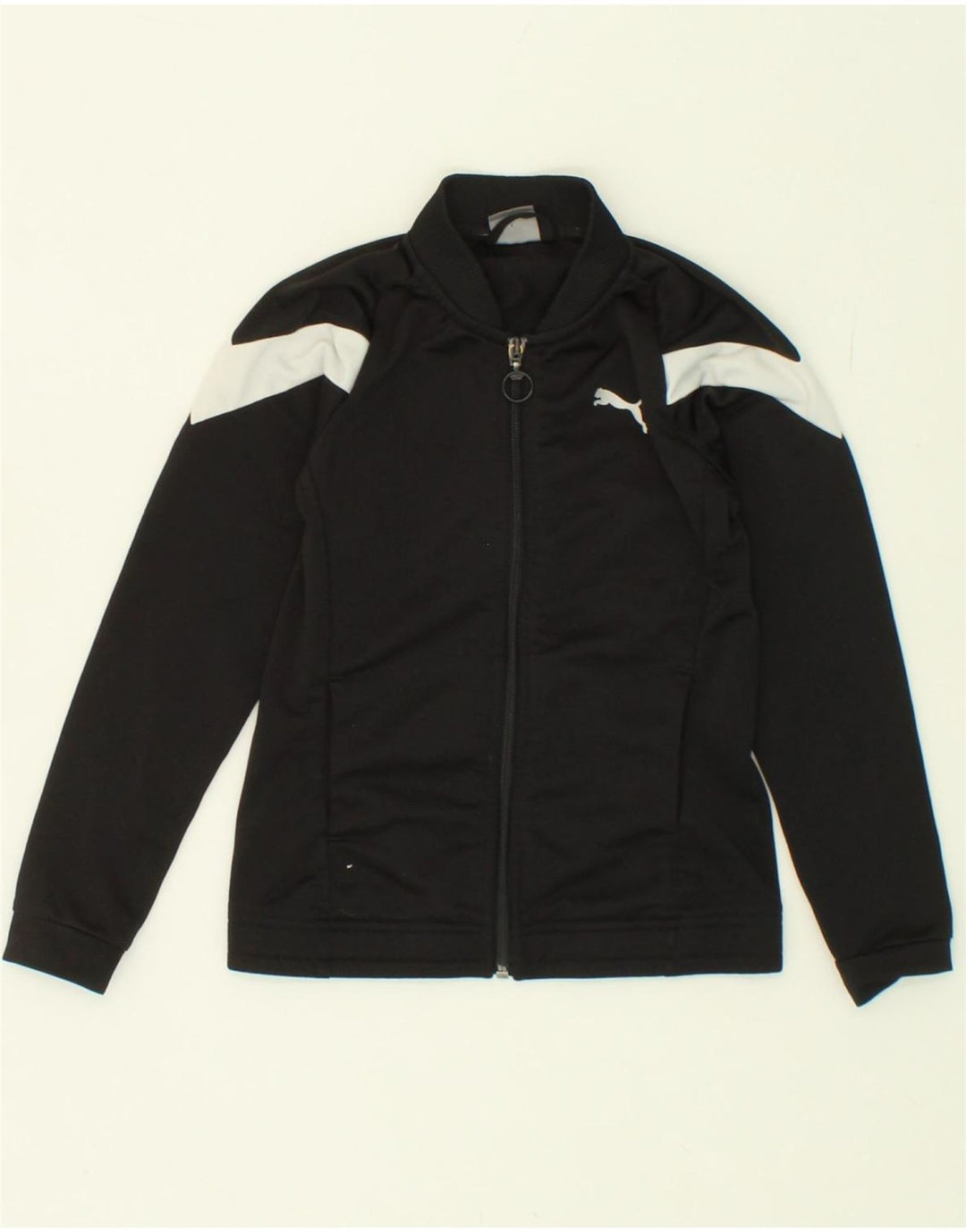 PUMA Boys Tracksuit Top Jacket 7-8 Years Black Colourblock Polyester Vintage Puma and Second-Hand Puma from Messina Hembry 