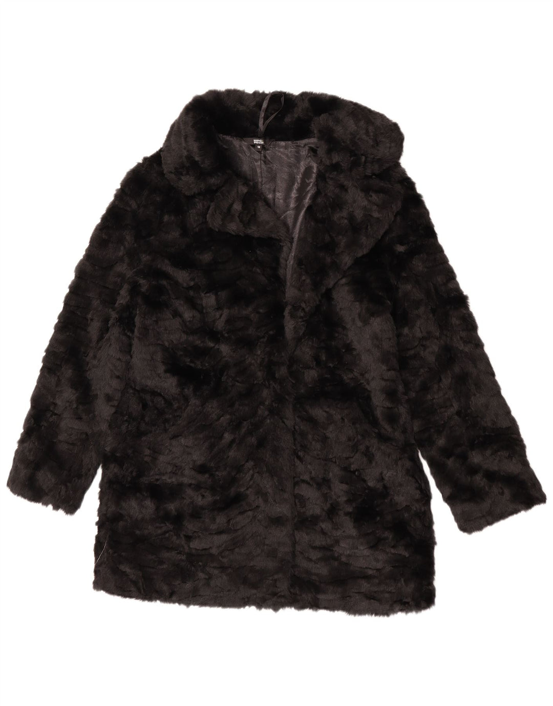 Marks & Spencer Damska kurtka ze sztucznego futra UK 12 Medium Black Modacryl