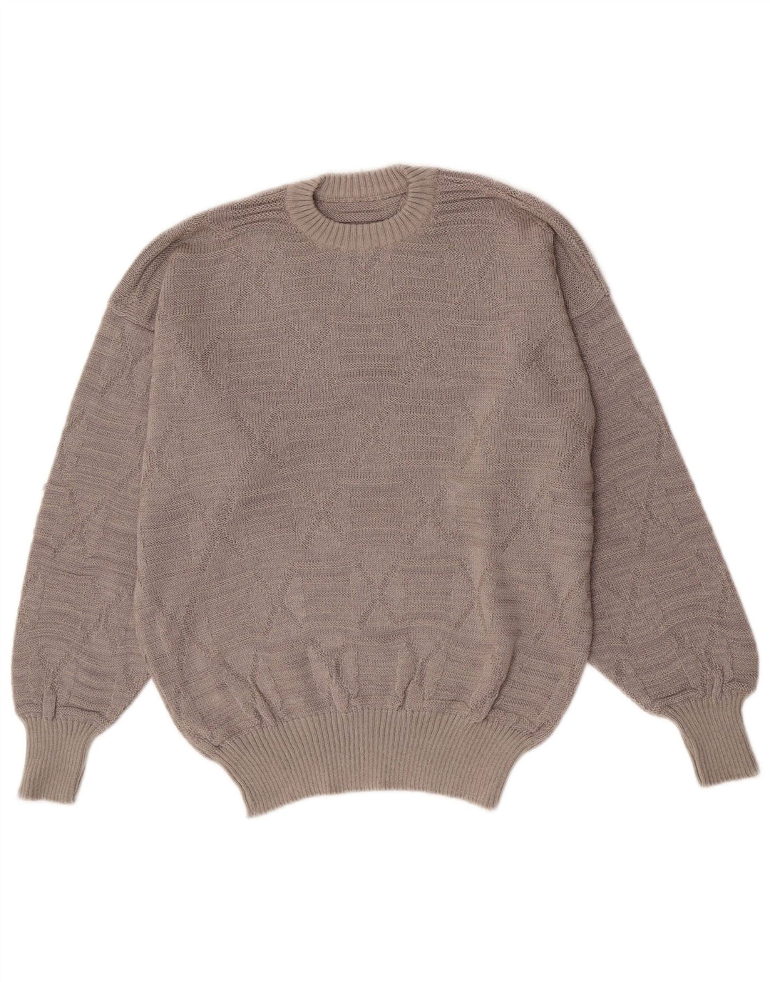 Męski sweter z okrągłym dekoltem w stylu vintage, średnio szary