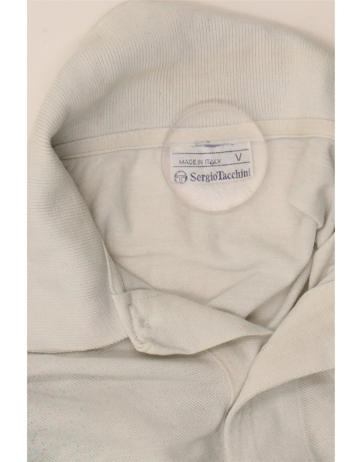 SERGIO TACCHINI Mens Polo Shirt Medium White Tie Dye Cotton