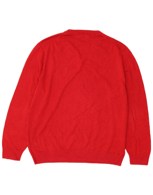 Męski sweter Nautica z dekoltem w kształcie litery V, XL, czerwona, bawełniana