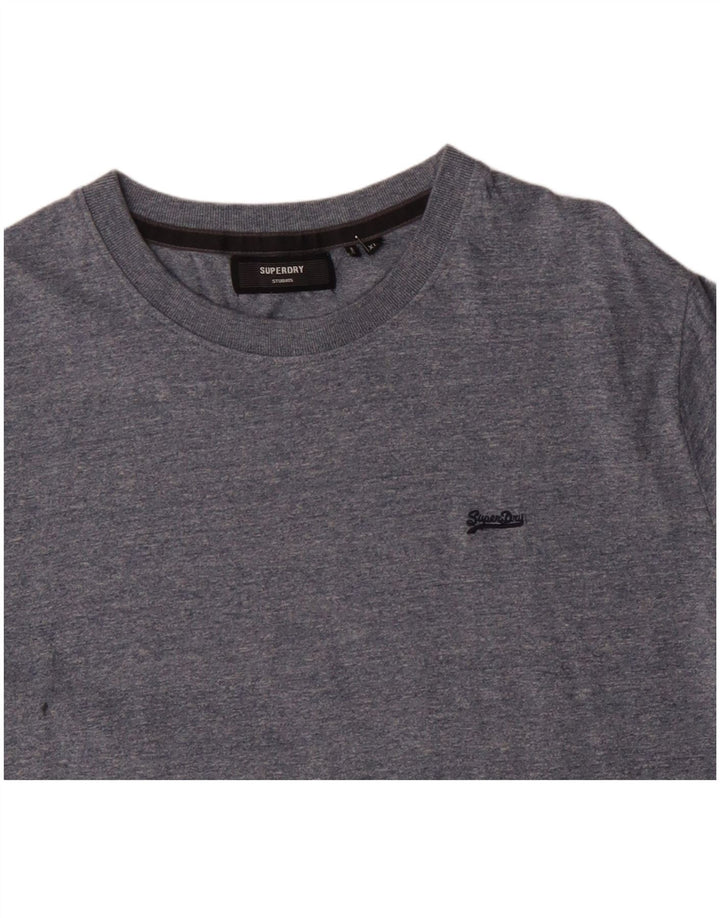 SUPERDRY Męski T-shirt Top XL z niebieskiej bawełny w plamki