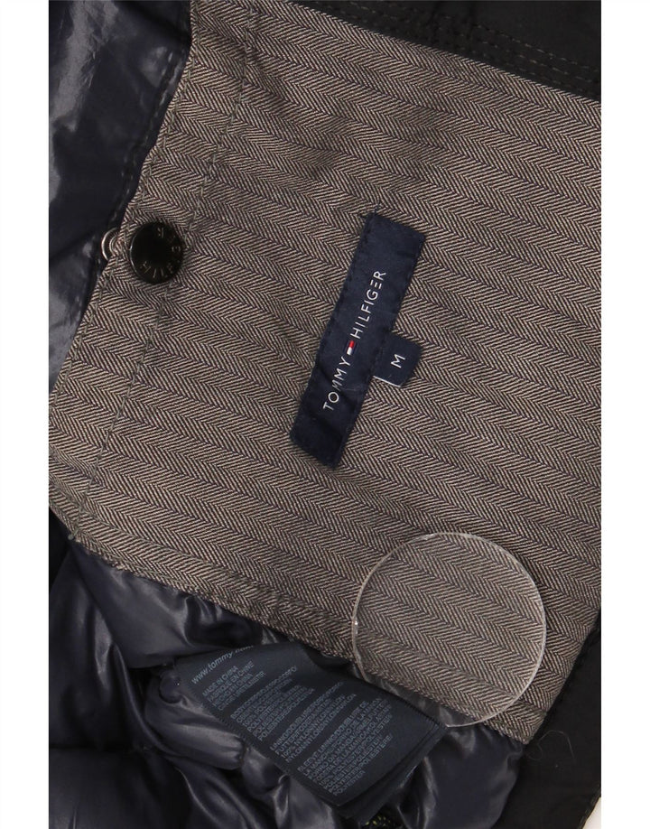 Męski ocieplany płaszcz z kapturem Tommy Hilfiger UK 38, średni czarny poliester