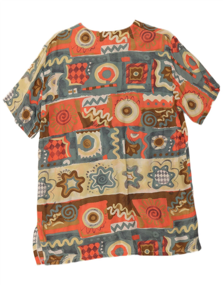 Damska bluzka koszulowa w stylu vintage UK 14 Średnia, wielokolorowa, geometryczna