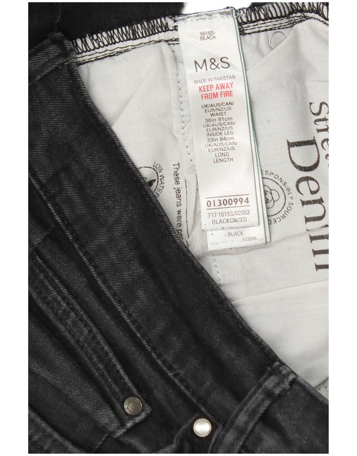 Marks & Spencer Męskie jeansy slim W36 L33 Czarne bawełniane