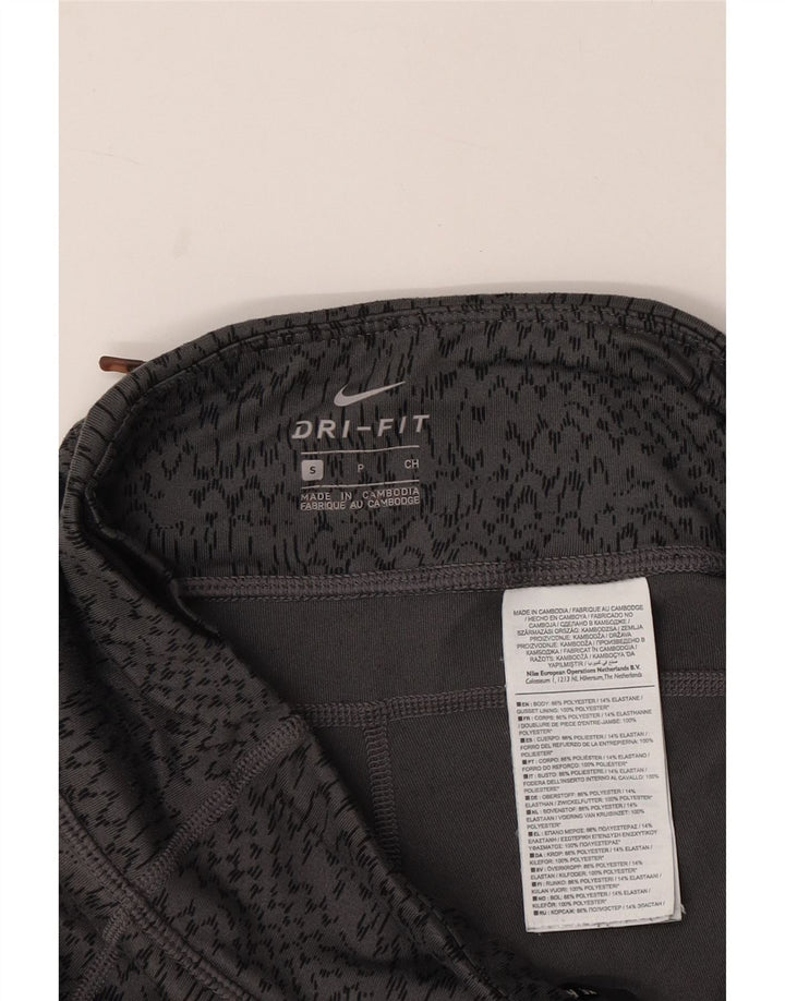 Damskie legginsy NIKE Dri Fit Capri UK 8, małe, szare, poliestrowe z nadrukiem zwierzęcym