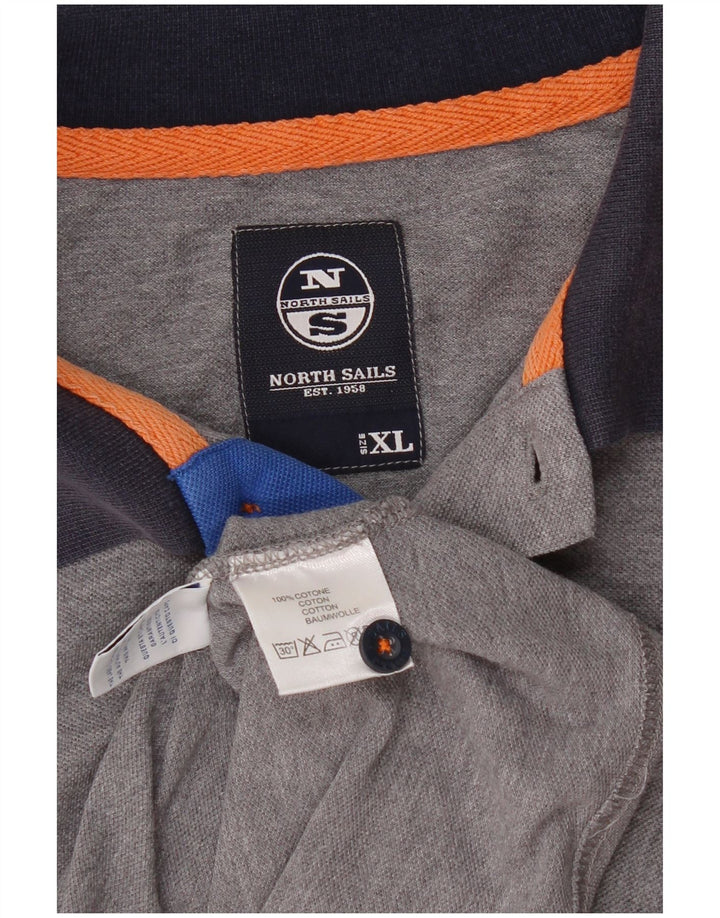 Męska koszulka polo z grafiką North Sails XL, szara, bawełniana