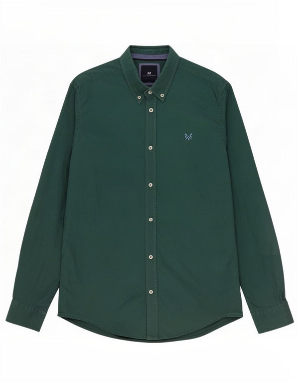 Crew Clothing Męska koszula o dopasowanym kroju, średnio zielona, ​​bawełniana
