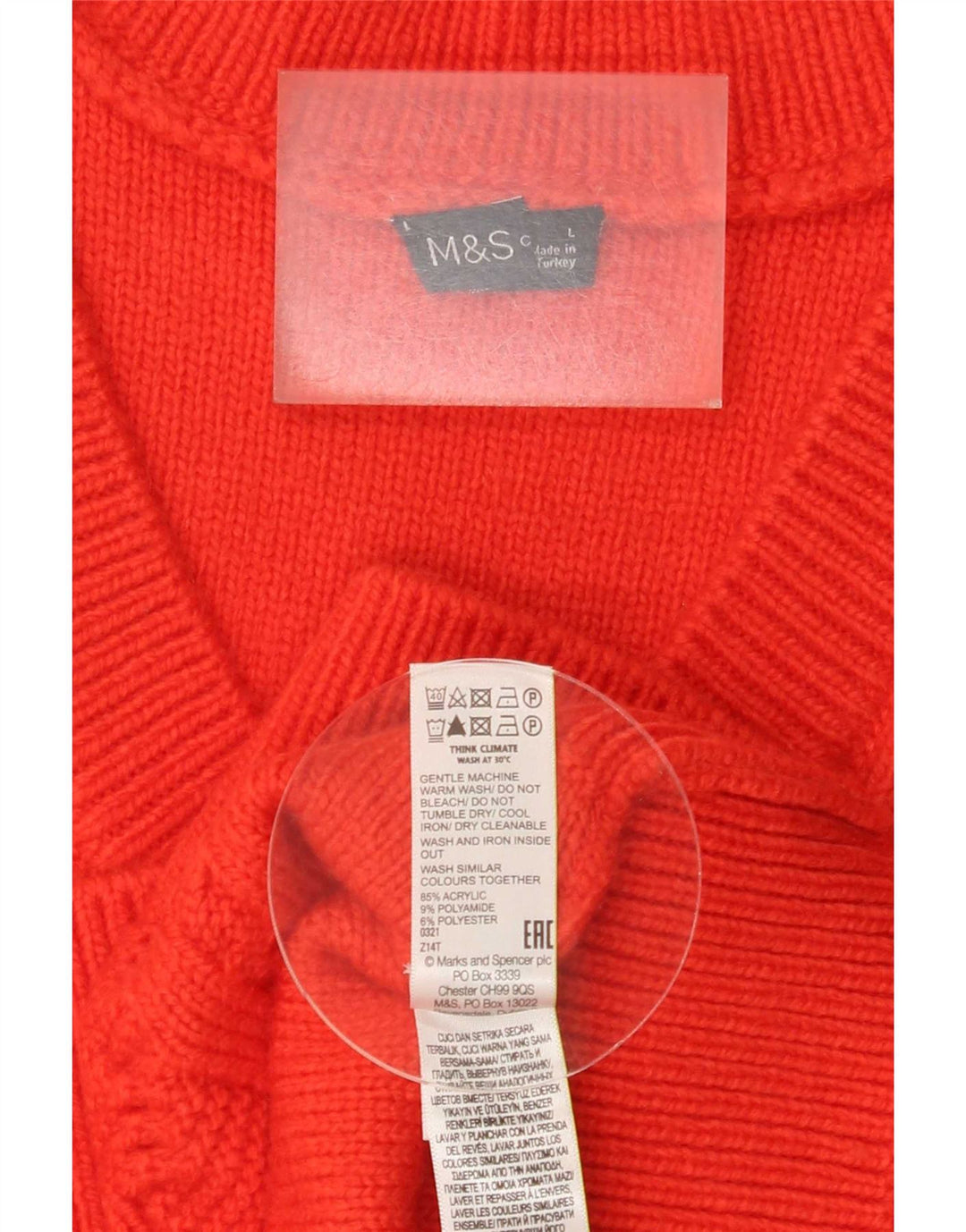 Marks & Spencer Męski podkoszulek z kamizelką, duży, czerwony, akrylowy