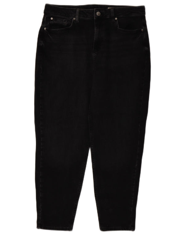 Marks & Spencer Damskie jeansy Mom Tapered UK 14 Large W34 L26 Czarna bawełna